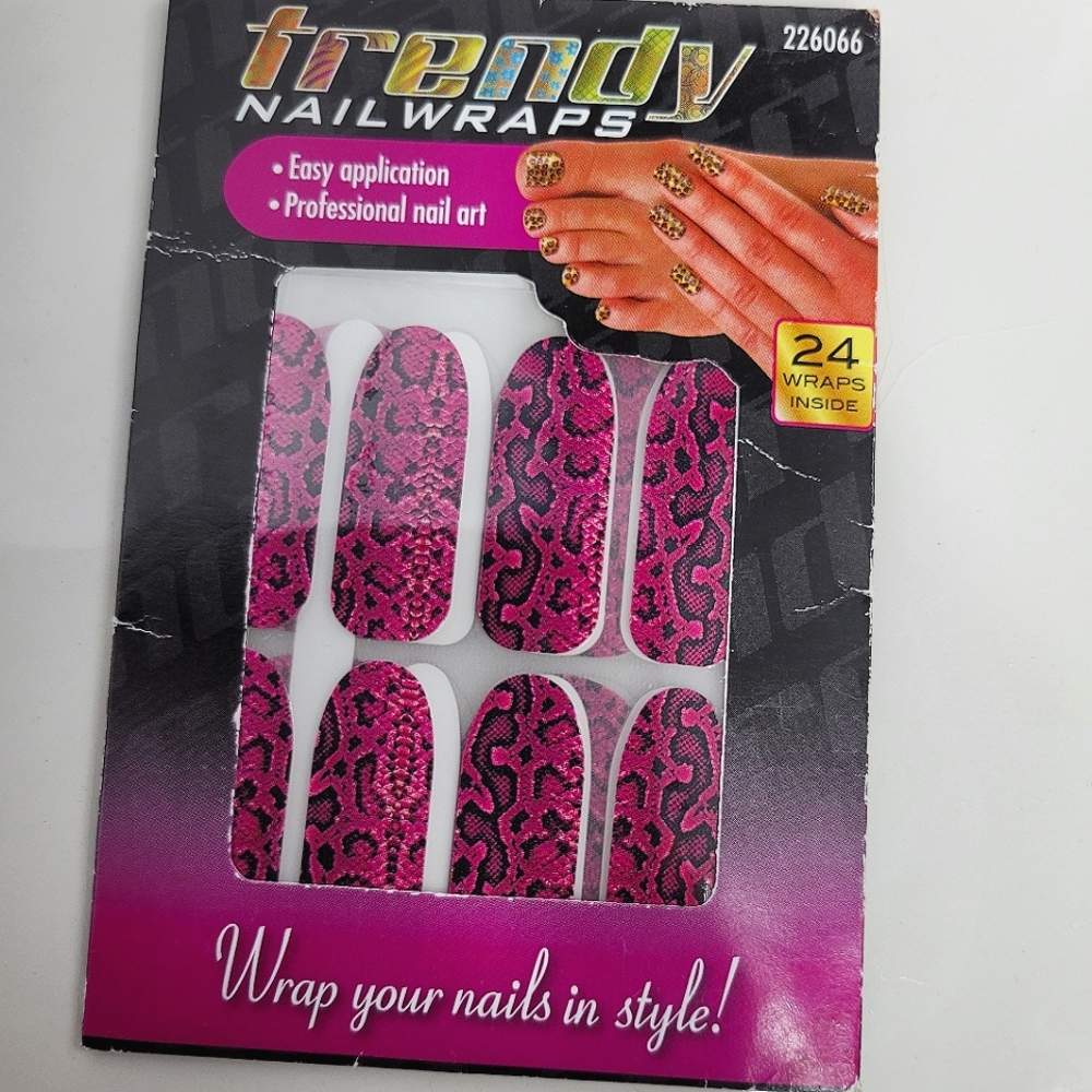Trendy Nail Wraps 24 count Pink Snake Skin Design Pattern